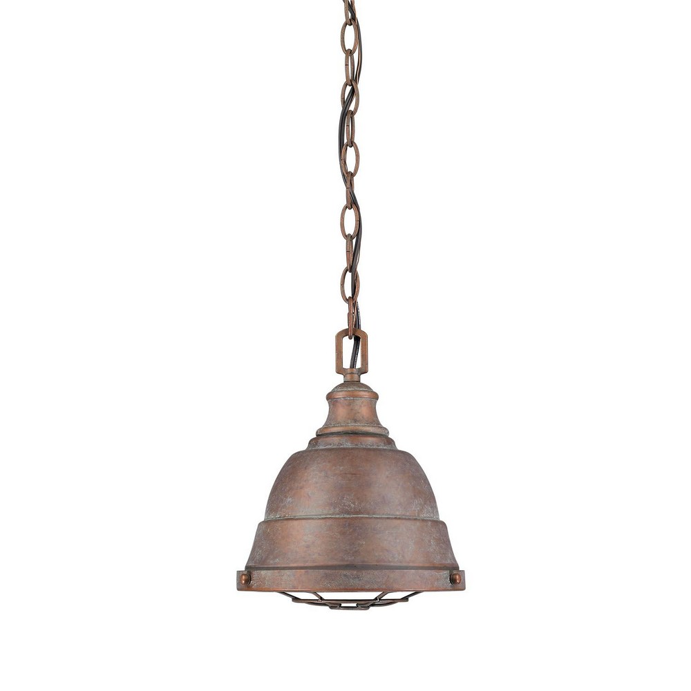Golden Lighting-7312-S CP-Bartlett - 1 Light Small Pendant in Traditional style - 11 Inches high by 9.25 Inches wide   Copper Patina Finish